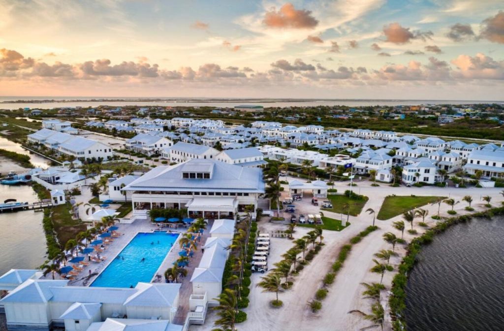 Aerial view of the Mahogany Bay Resort & Beach Club, Curio Collection by Hilton