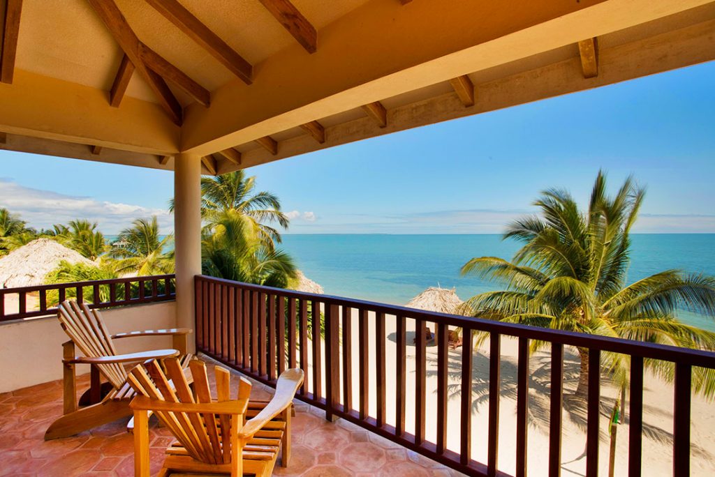 Beach view from the villa porch at Belizean Dreams Resort