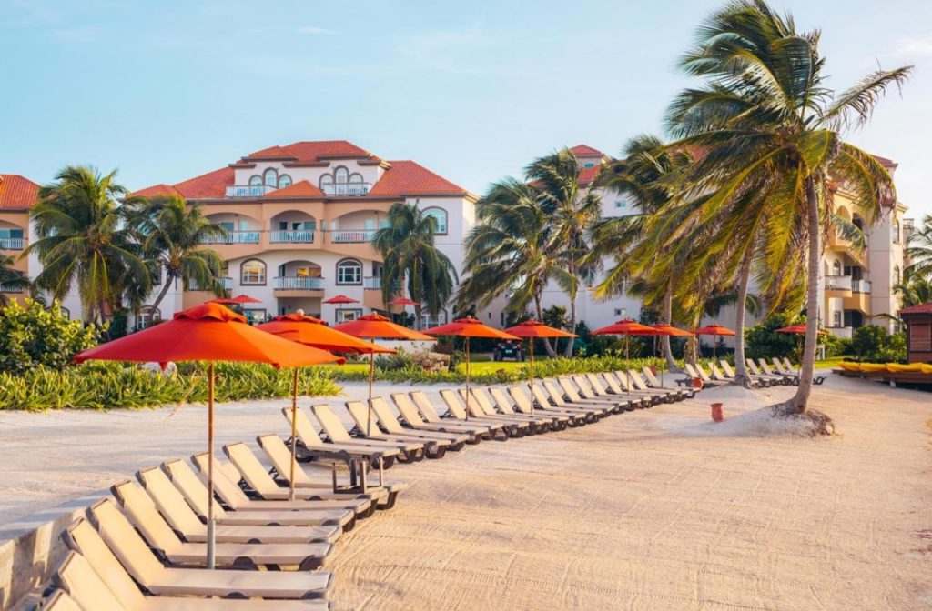 Lounge area near the beach at Grand Caribe Belize