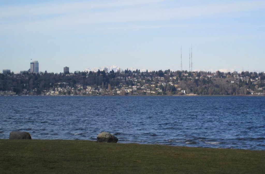 View of Lake Washington's blue waters View of Lake Washington's blue waters