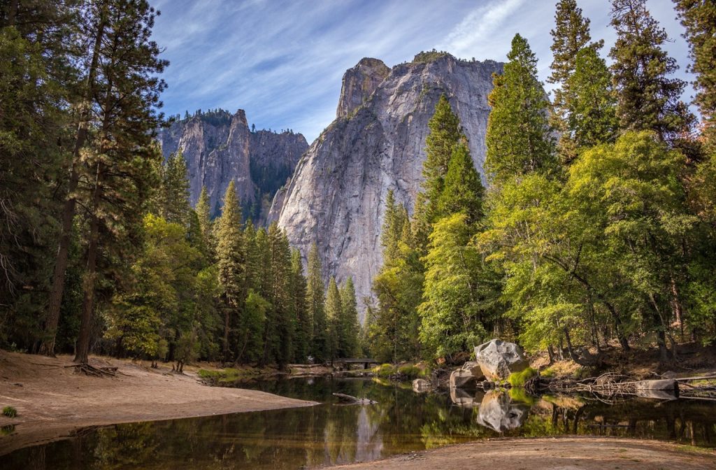 Stream overlooking Yosemite National Park, one of the most popular national parks in California