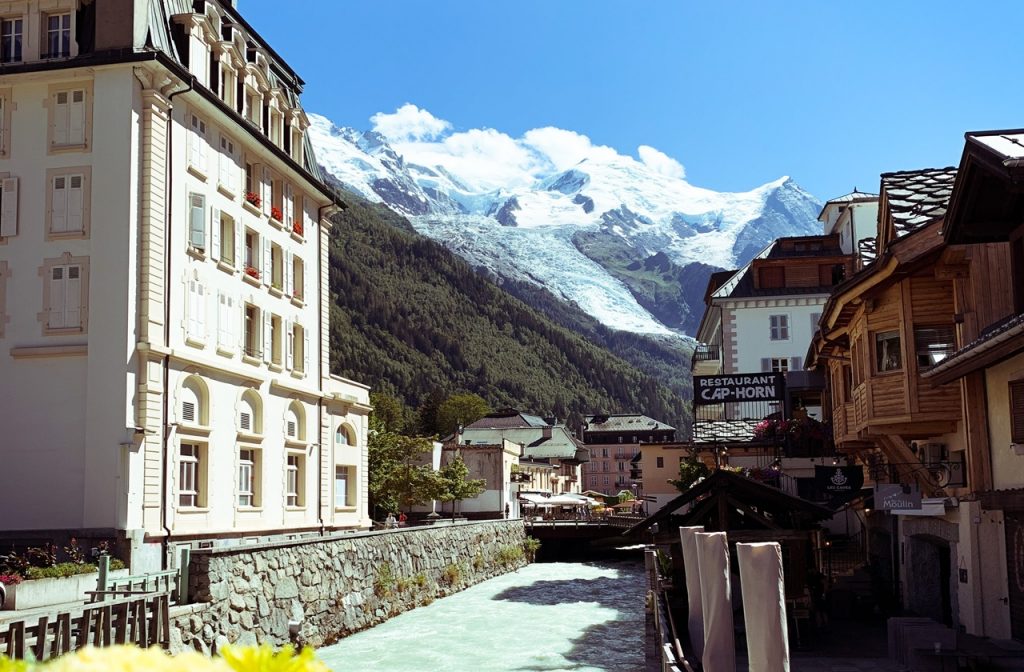 Chamonix with a view of the French Alps