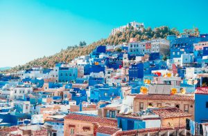 Stacked houses in Chefchaouen, Morocco