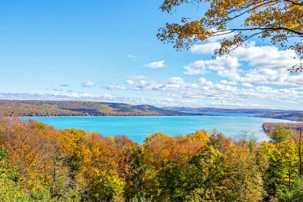 Coastal and canopy view of Sleeping Bear Dunes