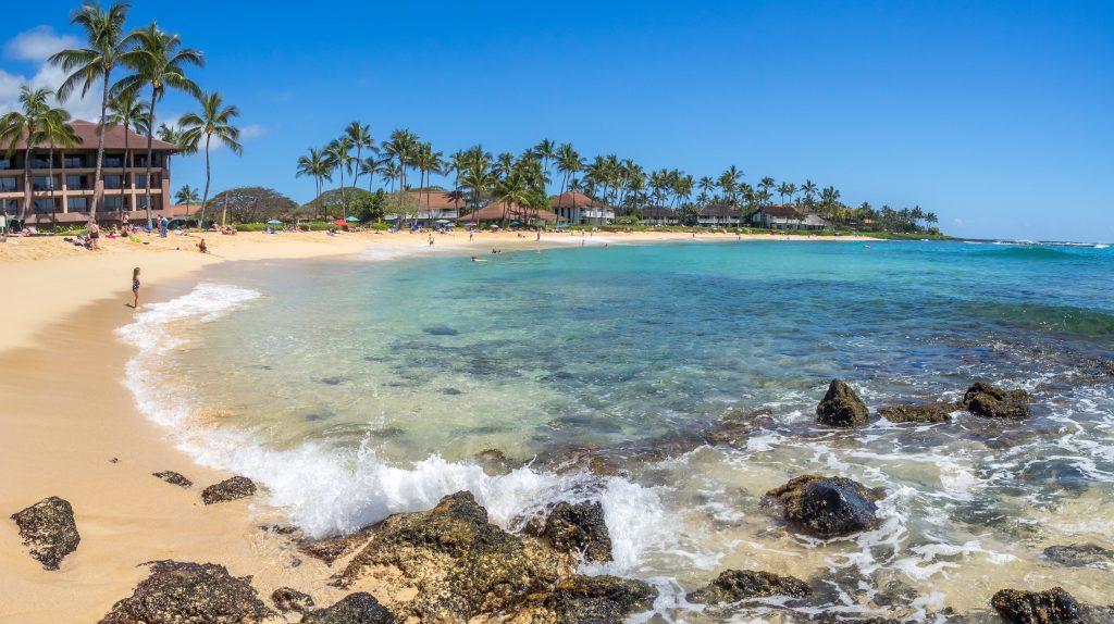 The shores of Poipu Beach, Hawaii