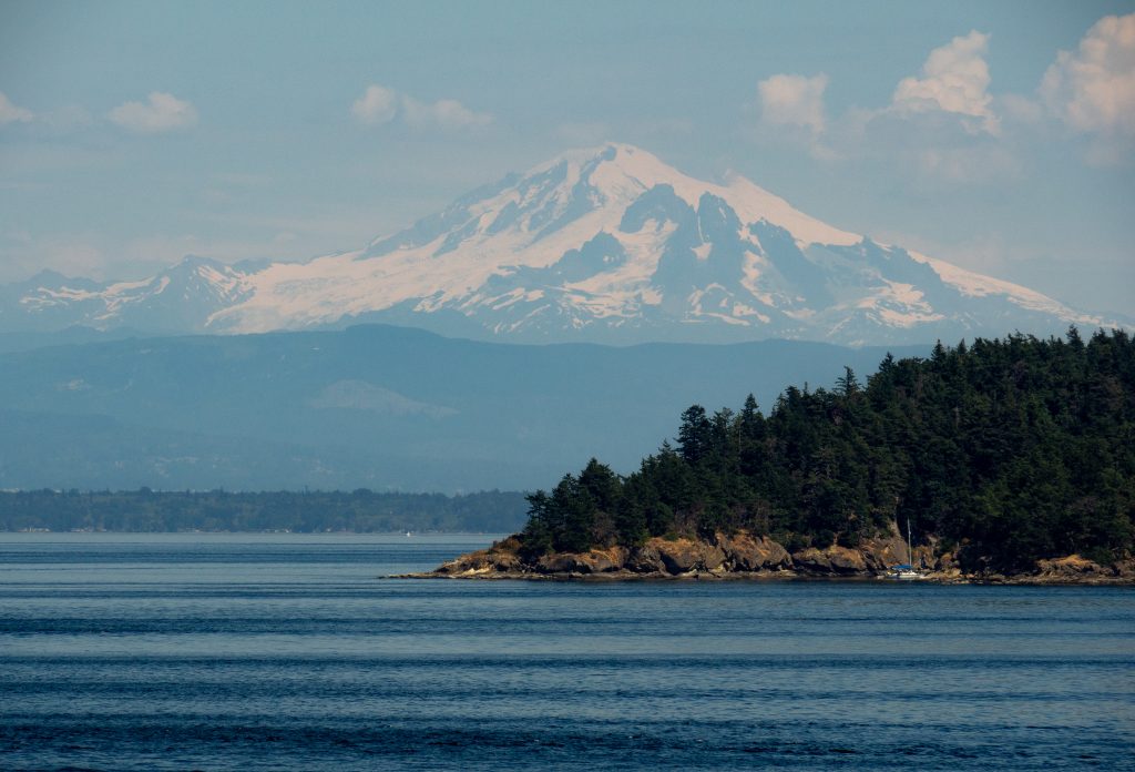 Mount Baker and the beautiful forested San Juan Islands