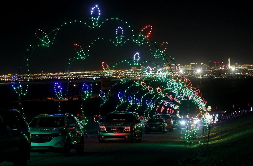 Light tunnel at the Glittering Lights at Las Vegas Motor Speedway drive thru Christmas lights