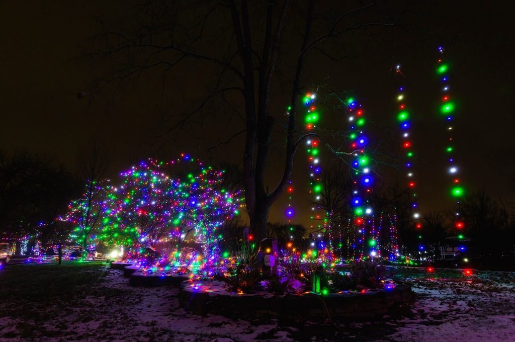 LED light installations at the drive thru Christmas lights in Journey Borealis