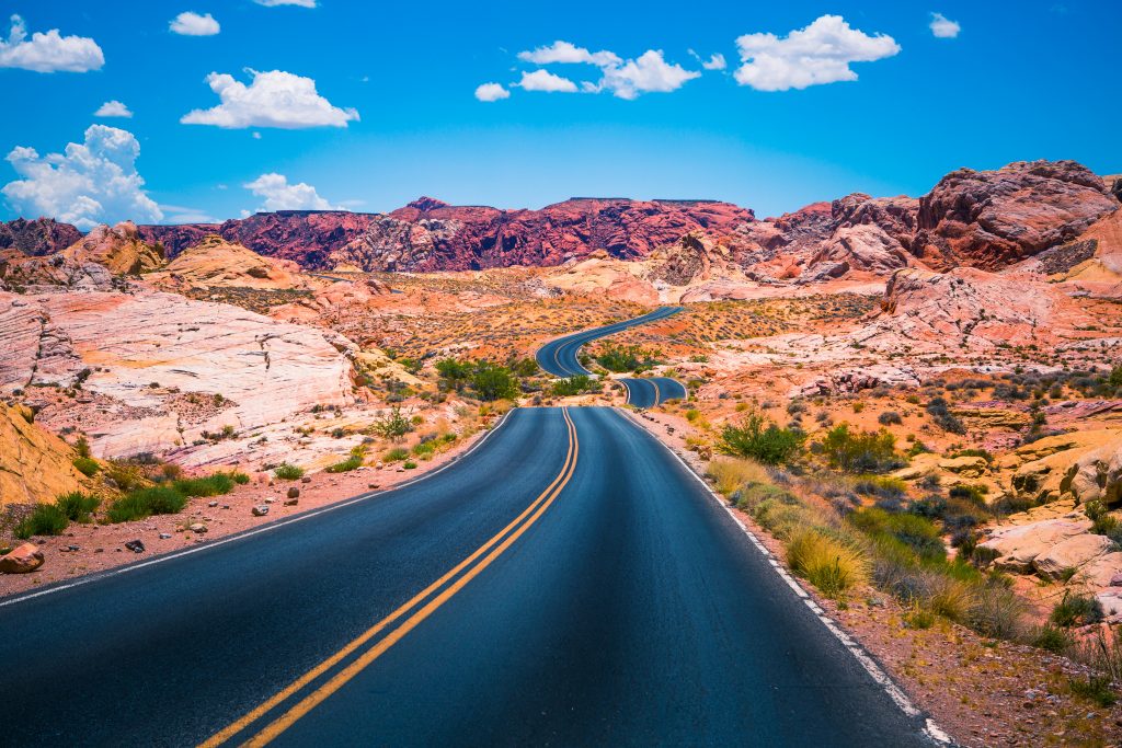Winding road down Valley of Fire, Las Vegas