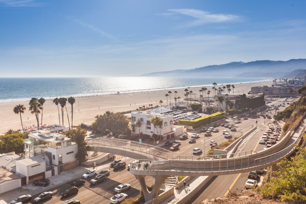 Panoramic of Santa Monica beach, California