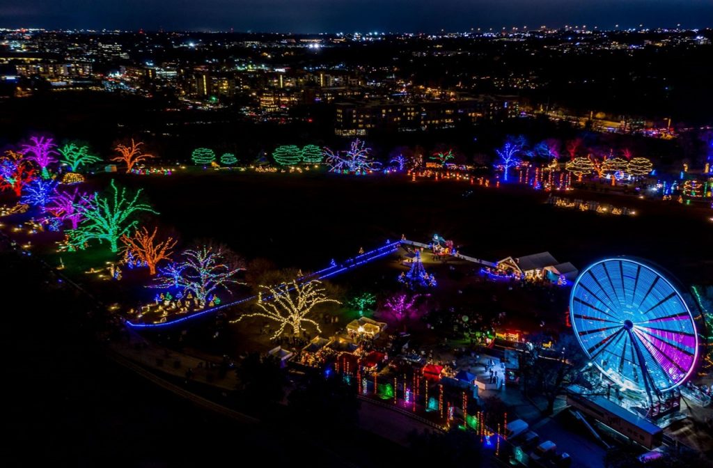 Aerial view of the driving route at Trail of Lights