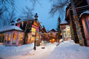 Illuminated streets of Breckenridge, Colorado, among the best winter vacations in the US