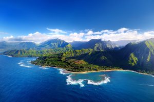 Aerial view of Kauai, one of the best Hawaiian island to visit.