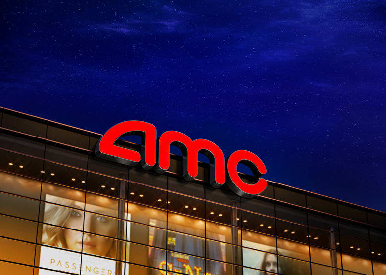 Giant, red AMC marquee outside the AMC theater in Tallahassee during night time. Giant, red AMC marquee outside the AMC theater in Tallahassee during night time.
