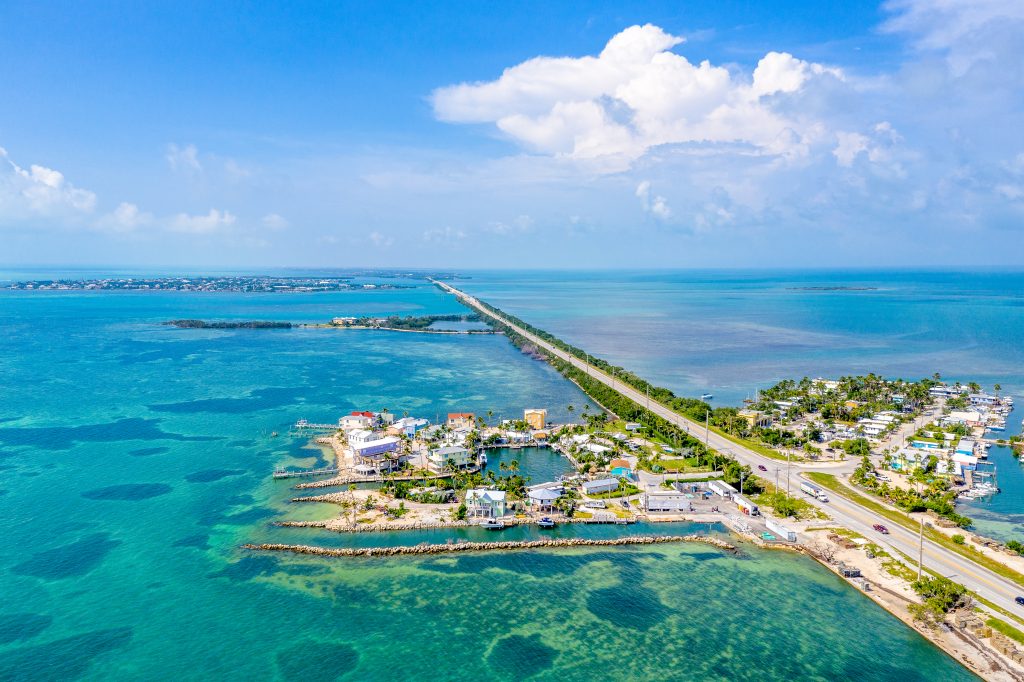 Aerial view of Key West, Florida, one of the top places to travel without a passport.