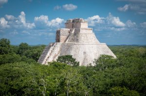 The Temple of the Magician at the Uxmal Ruins in Mexico.