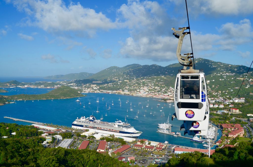 View of Charlotte Amalie harbor from the cable cart onto Paradise Point.