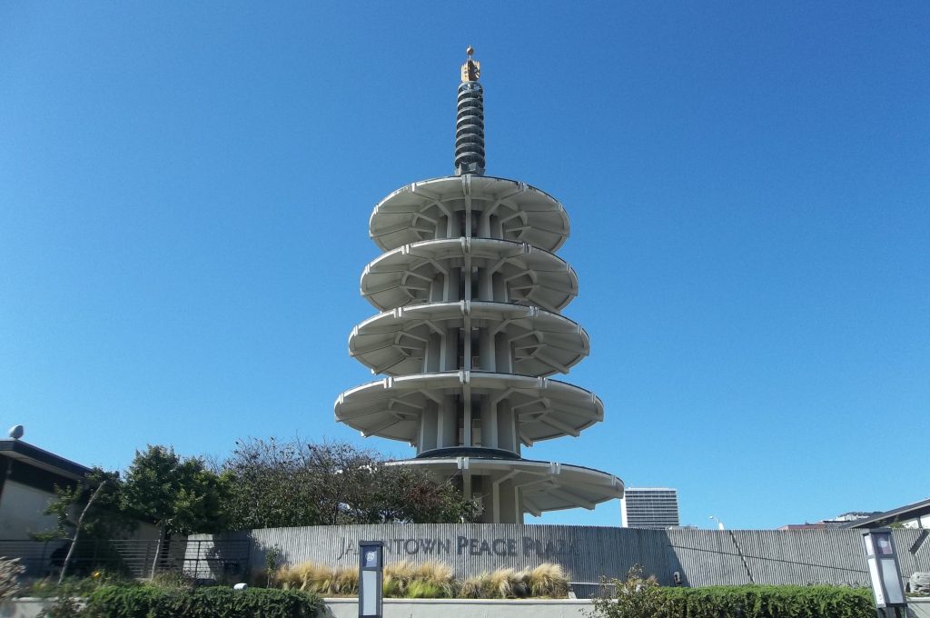 The five-tier Peace Pagoda at the Peace Plaza in Japantown, San Francisco.