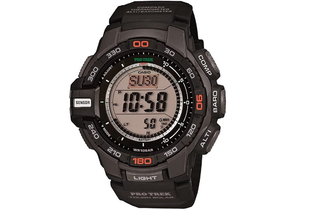 Casio ProTrek Triple Sensor, a no-frill watch with compass, altimeter, and barometer. Casio ProTrek Triple Sensor, a no-frill watch with compass, altimeter, and barometer.