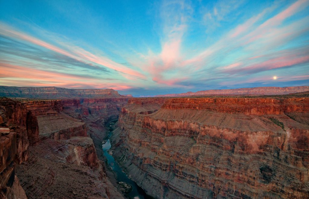 Wide-shot of the gorges of the Grand Canyon; one of the best places to visit in May in the USA.