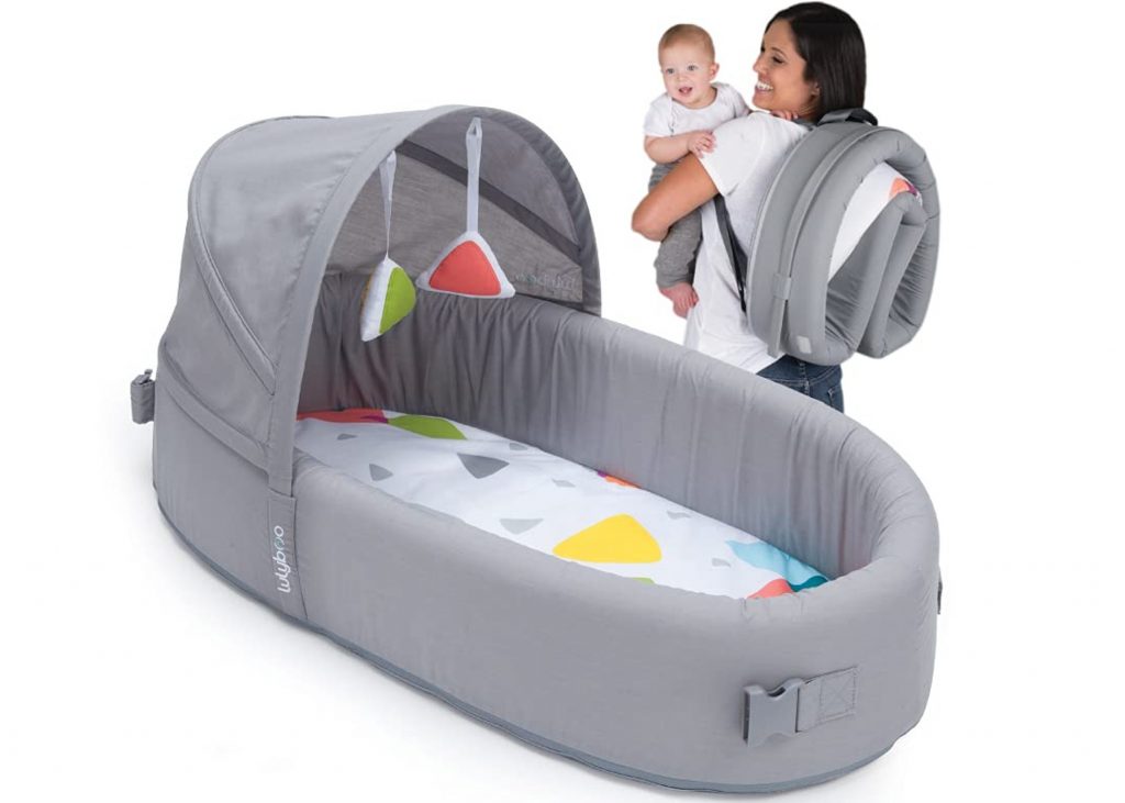 Lulyboo Indoor/Outdoor Cuddle and Play Lounge, the best travel bassinet for flying.