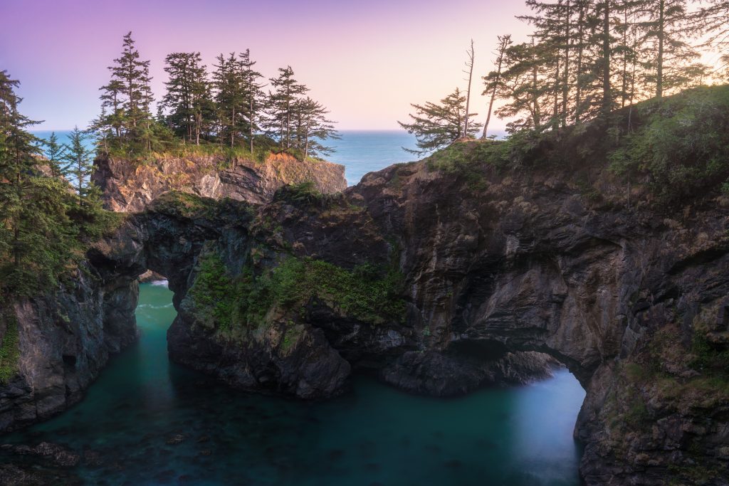 Samuel H. Boardman State Scenic Corridor at dusk in Brookings, Or.