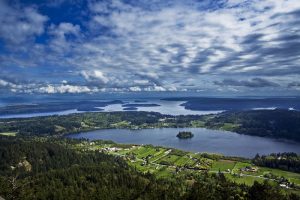 Aerial view of Lake Erie taken from Mt. Erie; things to do in Erie, PA.