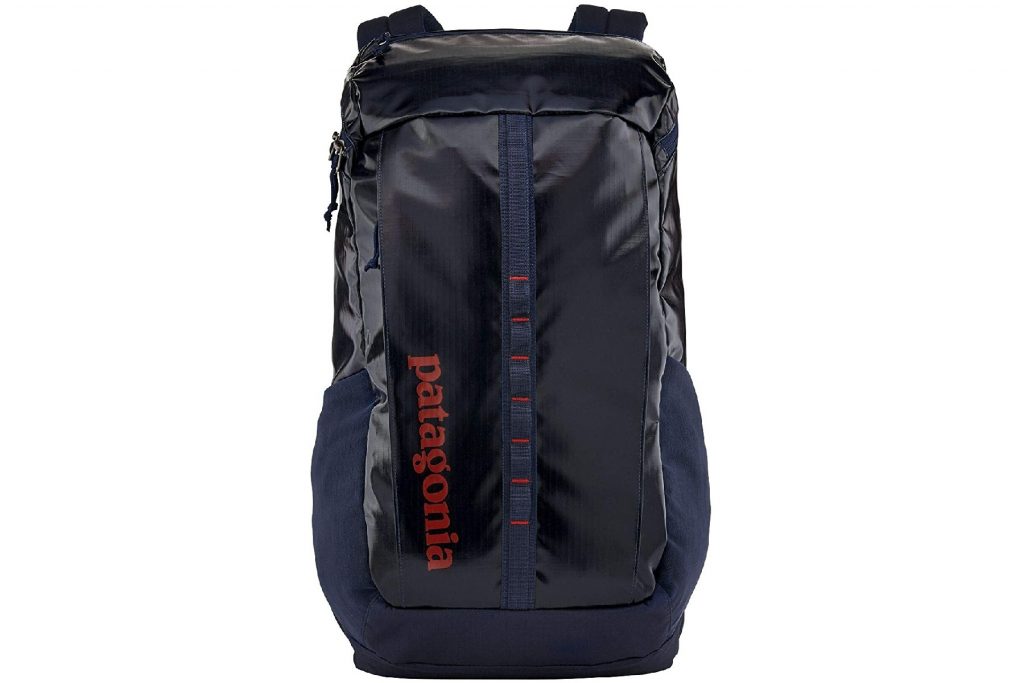 Patagonia ski boot bag in black with red detailing.