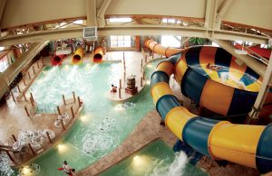 Aerial view of the Great Wolf Lodge waterpark, one of the indoor water parks in Ohio.