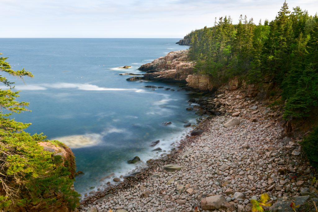 Rocky coast of Acadia National Park, Maine during July.