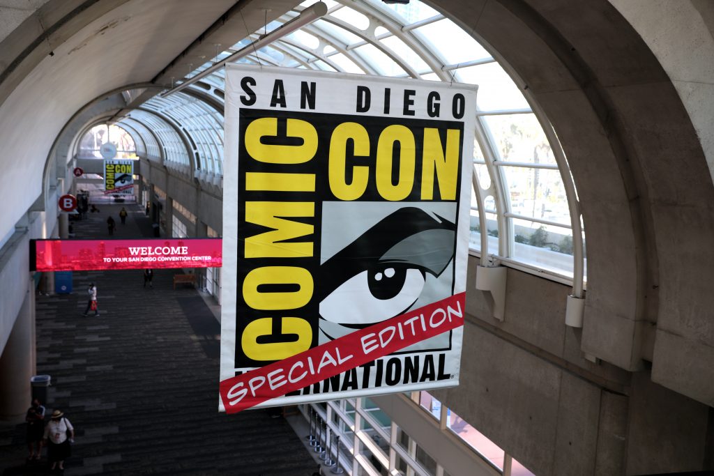 Signage on display about the San Diego Comic Con; one of the events in San Diego during July.