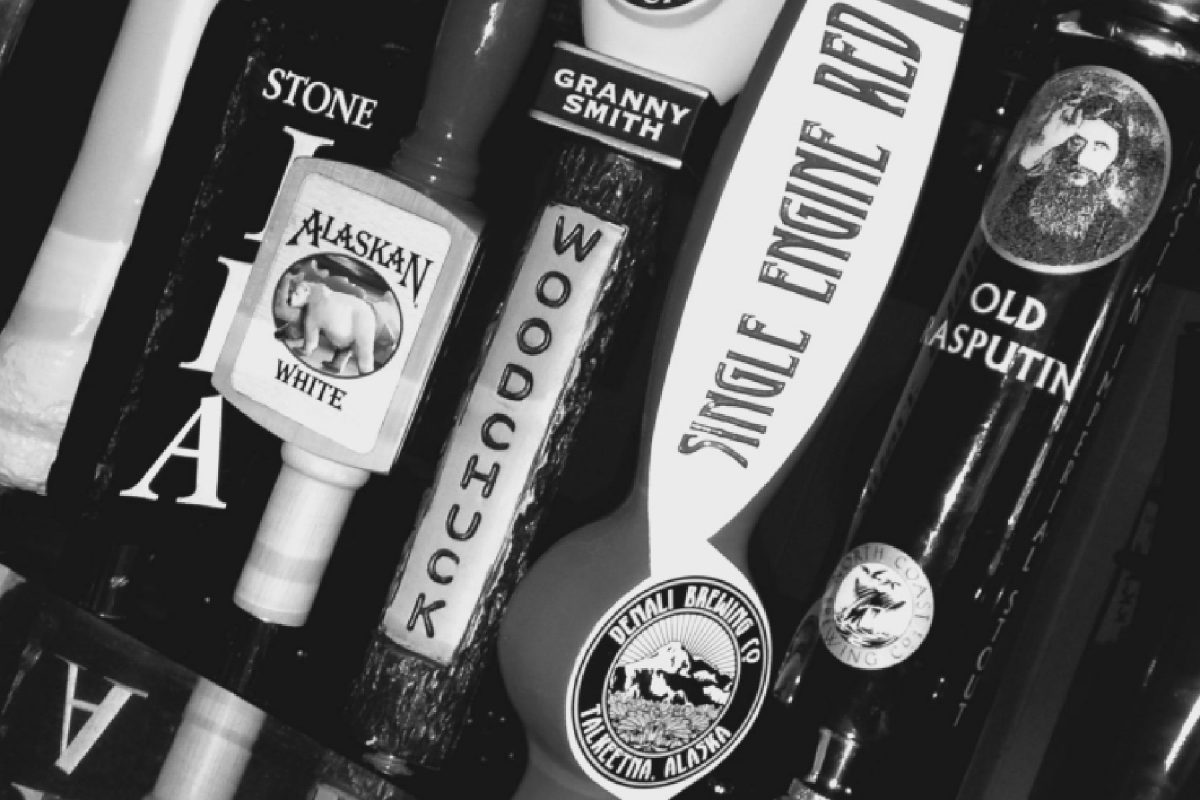 Beer selection available on tap at the Seward Alehouse, one of the Seward restaurants and bars.