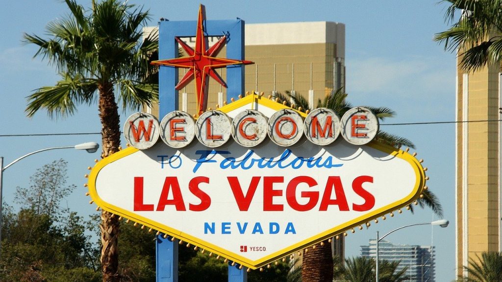 Welcome signage to Las Vegas, Nevada; one of the best places to visit in July in the USA.