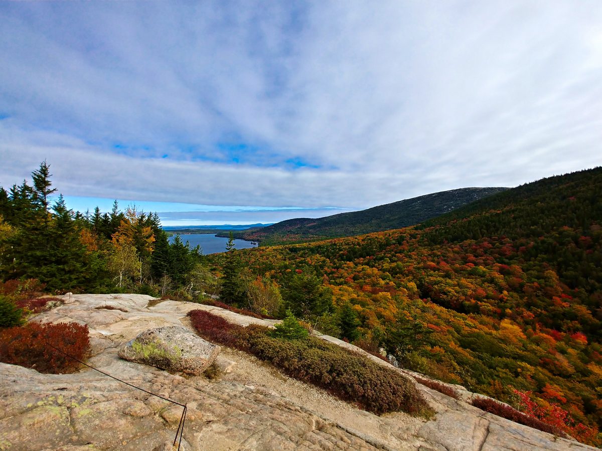 Fall colors in Acadia National Park, Maine during early fall.