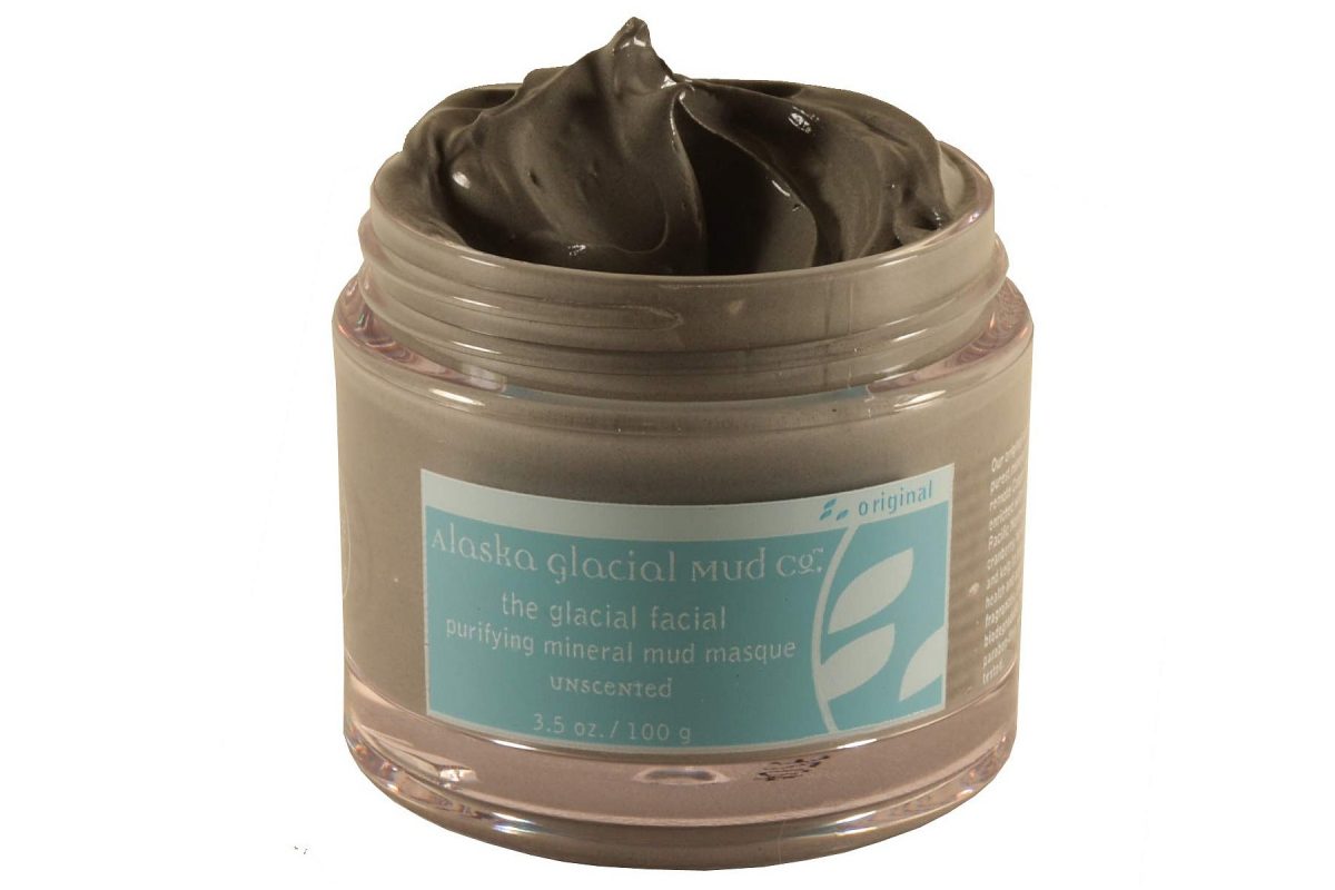 Open tub of Alaska glacial mud facial masque, one of the best souvenirs from Alaska for beauty and skincare enthusiasts. 