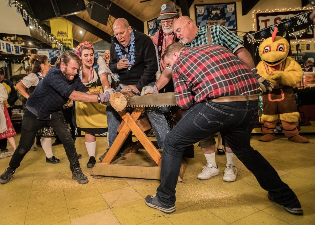 Log sawing contest part of the Big Bear Lake Oktoberfest.