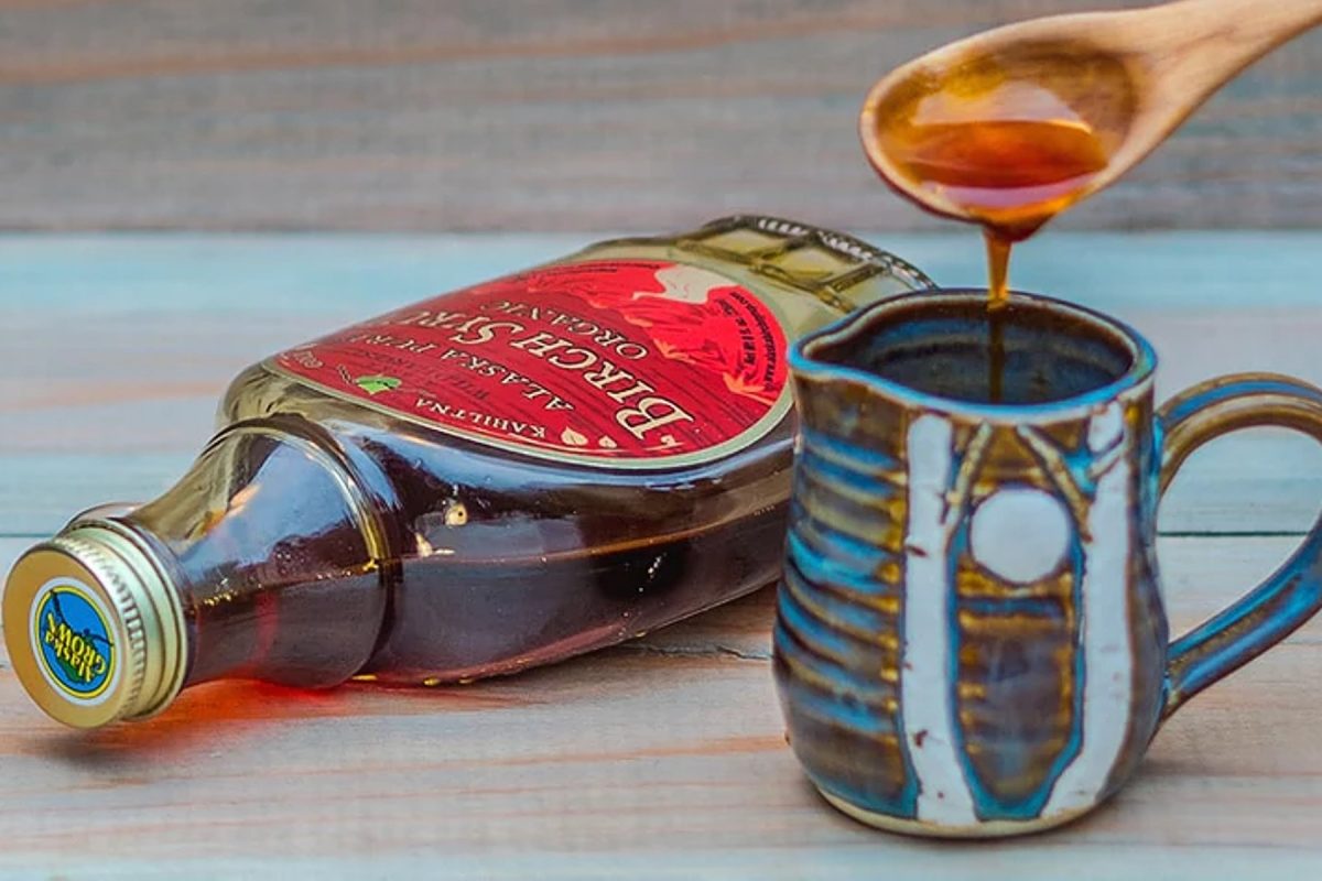 Bottle of birch syrup, one of the best Alaska food souvenirs.