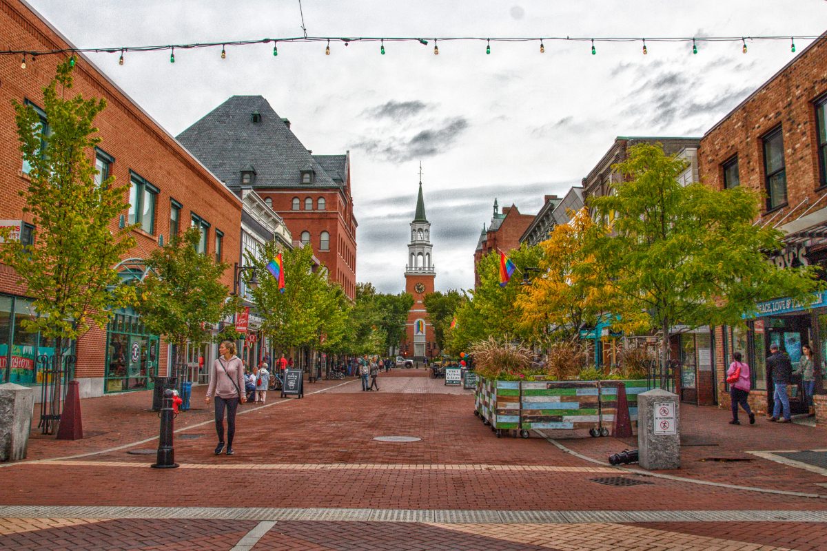 Church Street Marketplace in Downtown Burlington, Vermont, one of the best places to visit in September in USA.