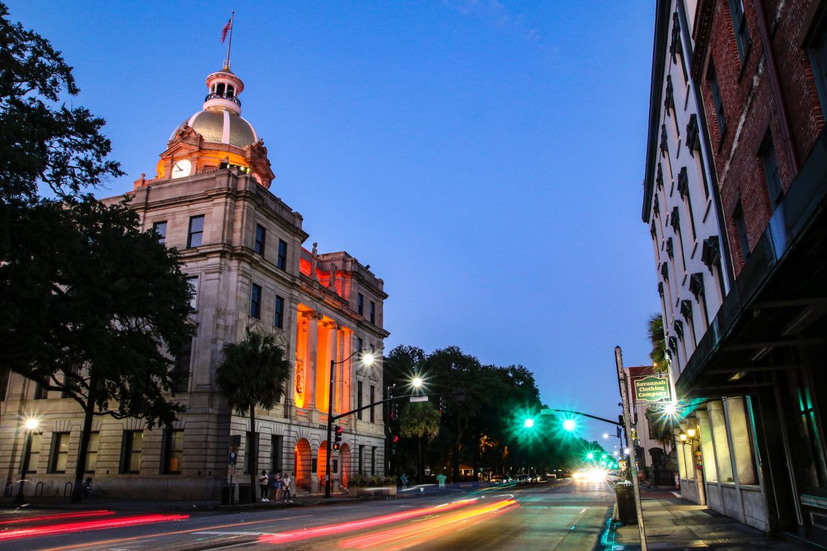 Street of Downtown Savannah, Georgia, one of the best fall vacations in the US.