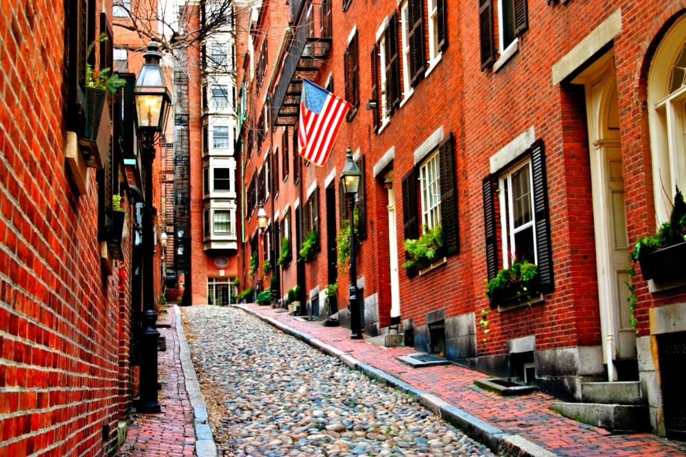 Beacon Hill in Boston, MA during the fall