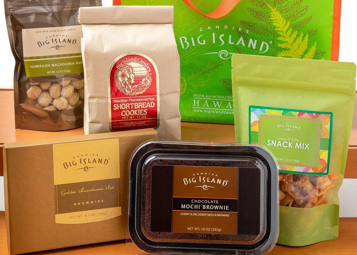 assortment of sweets and other snacks from big island candies.