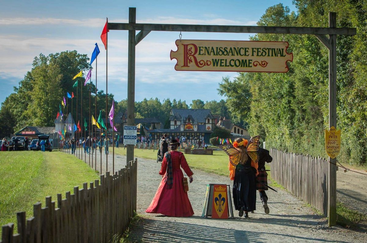 people dressed in medieval costumes at the carolina renaissance festival, one of the october events in charlotte, nc.