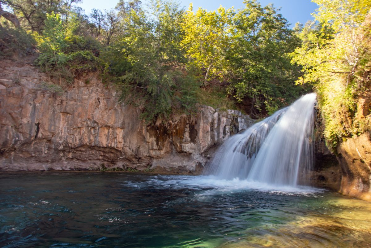 Cascading waterfall within the Coconino National Forest, near Flagstaff.