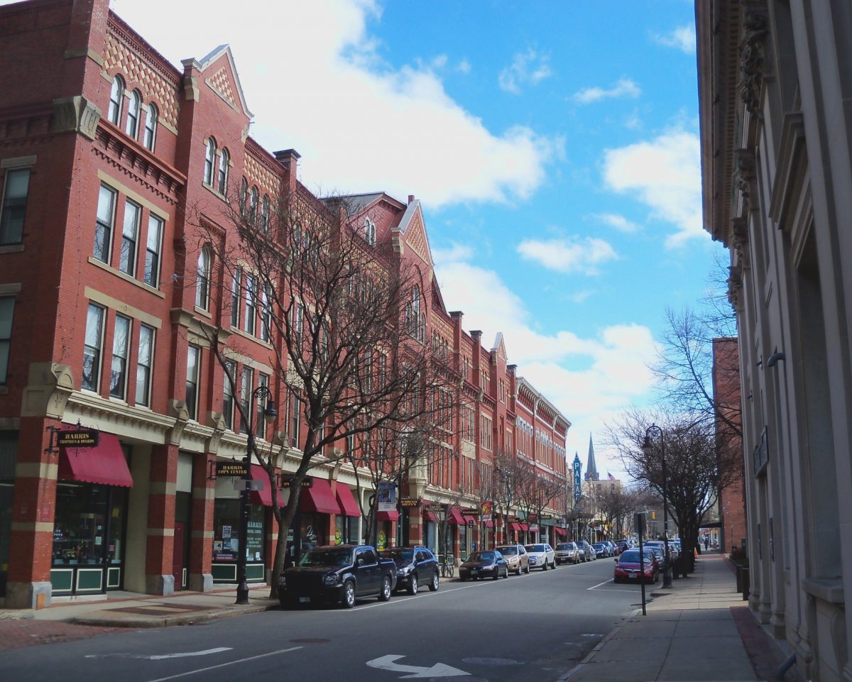 buildings in downtown manchester, new hampshire.