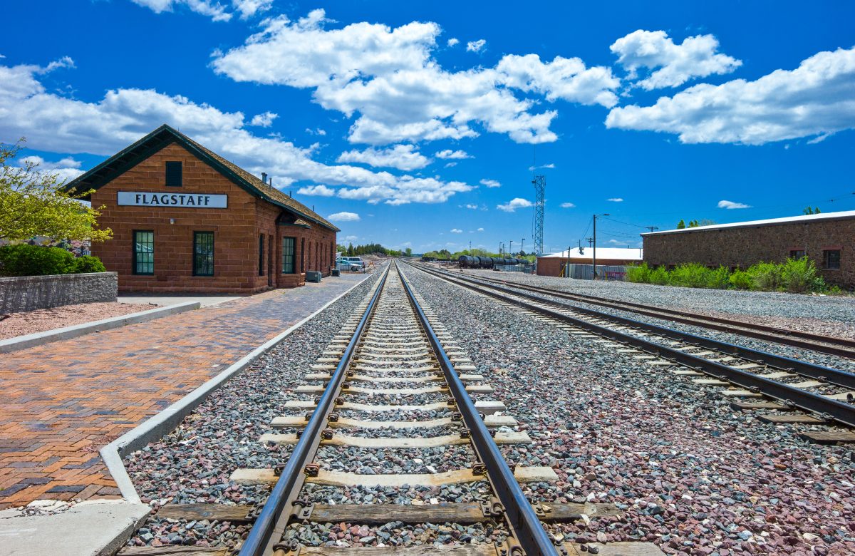 Train track next to the Flagstaff Visitor Center.