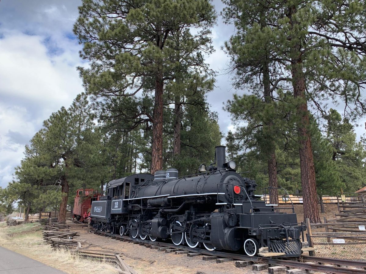Vintage locomotive on display on the grounds of Pioneer Museum in Flagstaff, Arizona. 