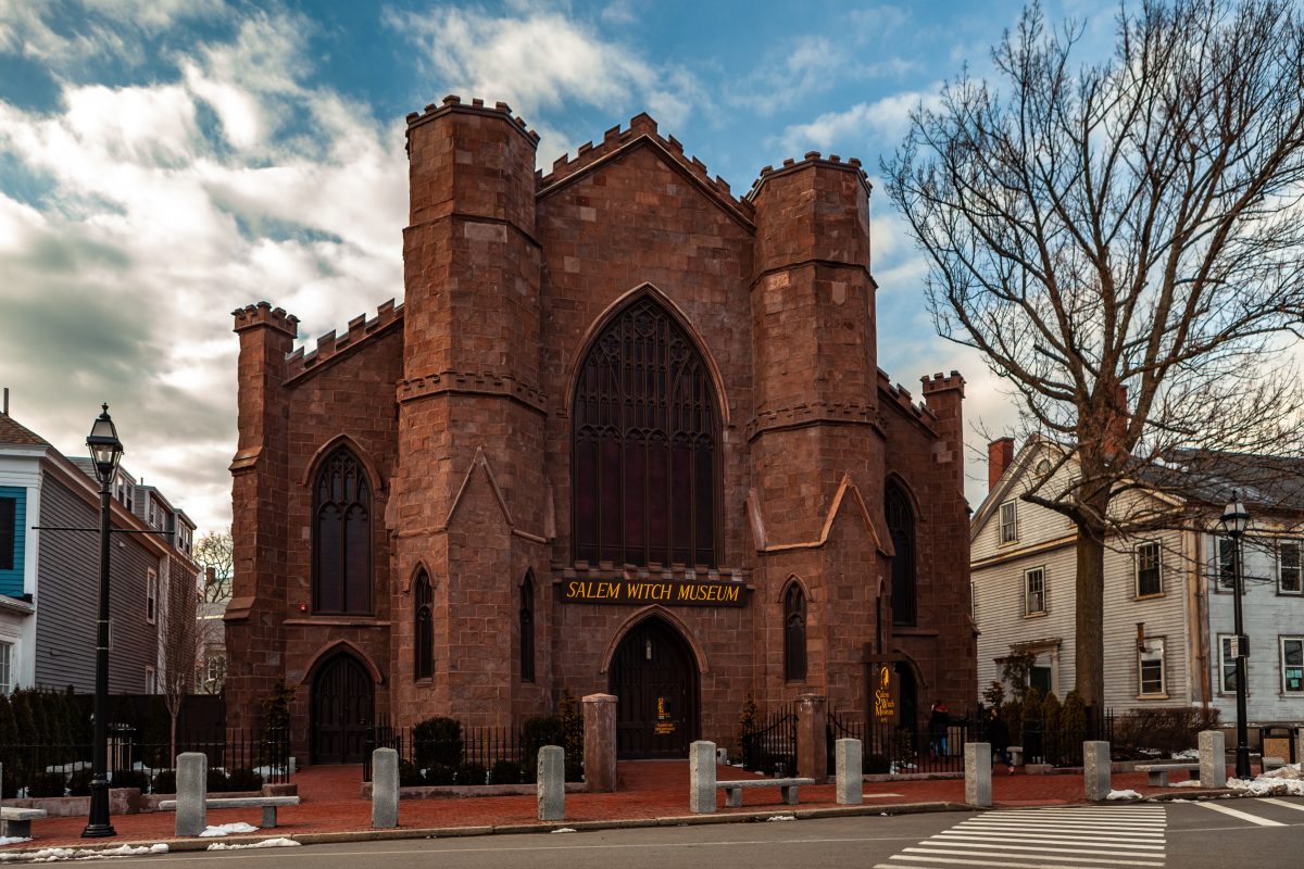 exterior of the salem witch museum in salem, massachusetts.