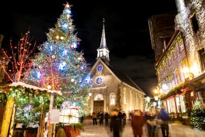 The Petit-Champlain at Lower Old Town at night on christmas event