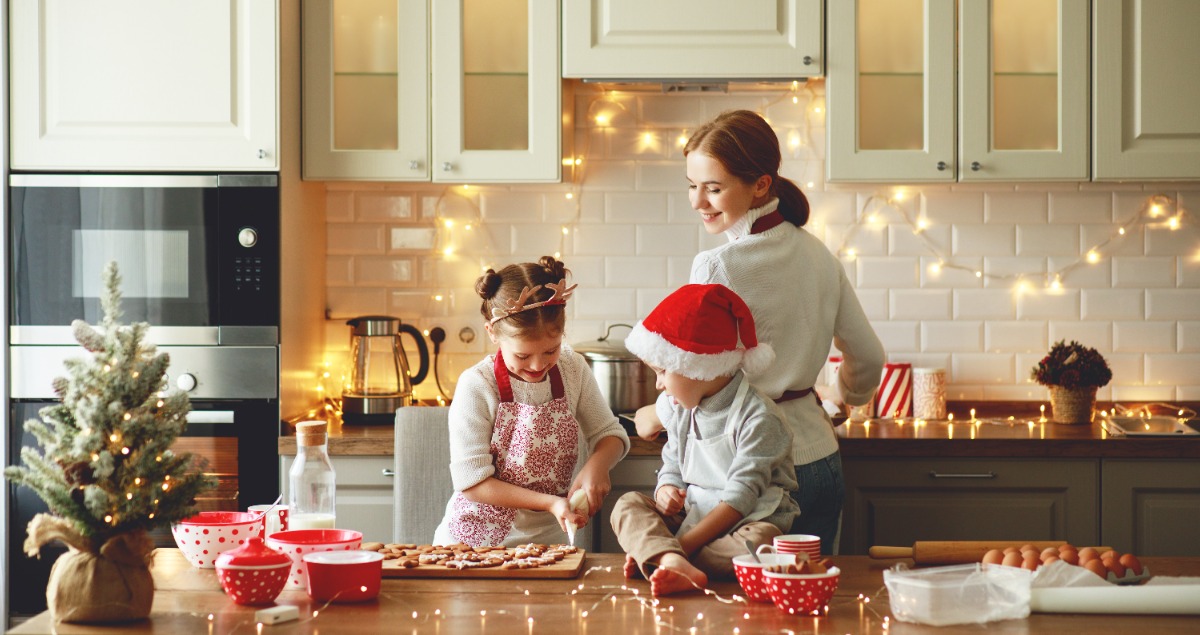 mother and children bake christmas cookies mother and children bake christmas cookies