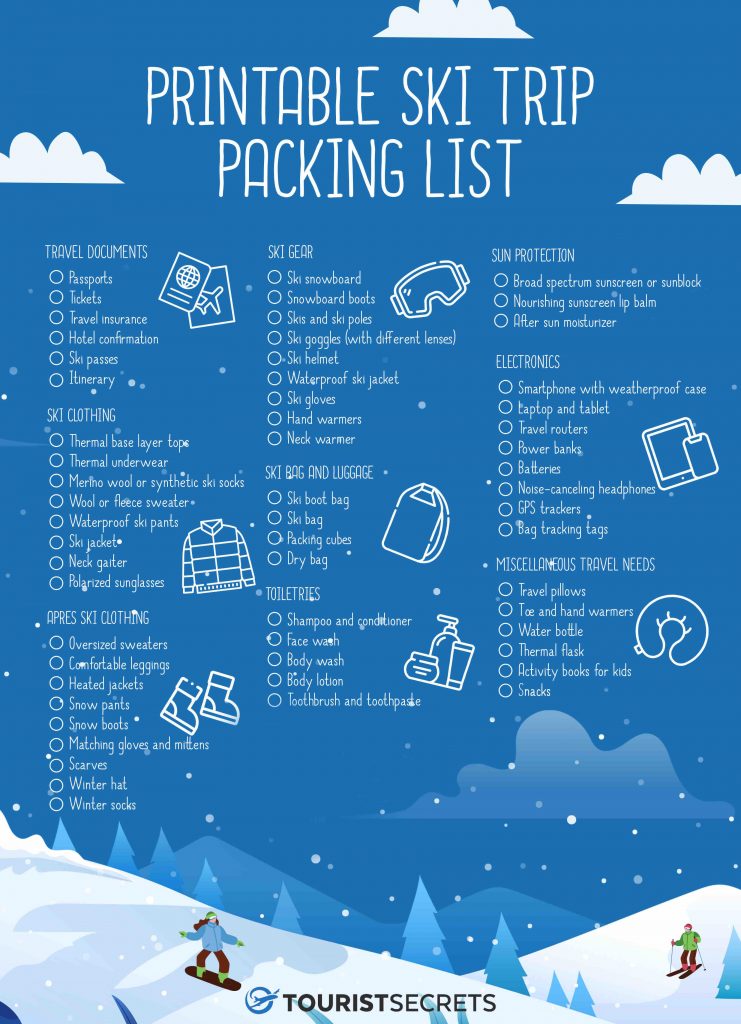 varsity ski trip packing list